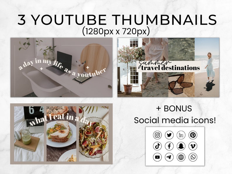 Youtube Branding Kit, Editable Youtube Thumbnails, Youtube Banners, Youtube Channel Kit, Youtube Canva Template Bundle, Intros & Outros image 5