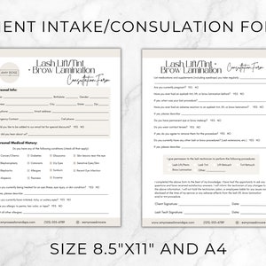 Editable Lash Lift and Brow Lamination Templates, Printable Esthetician Forms, Lash Intake and Consent Form, Beauty Salon Canva Templates image 2