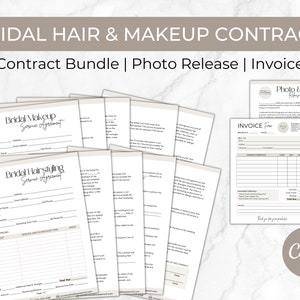 Bridal Hair and Makeup Contract Bundle, Editable Wedding Contract Forms Template, Bridal Hairstylist and Makeup Artist, Service Agreement