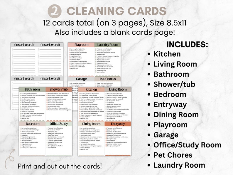 Editable ADHD Cleaning Checklist Bundle, ADHD Cleaning Planner, ADHD Chore Chart, Deep Cleaning Cards, Cleaning Schedule, Family Chore Chart image 4