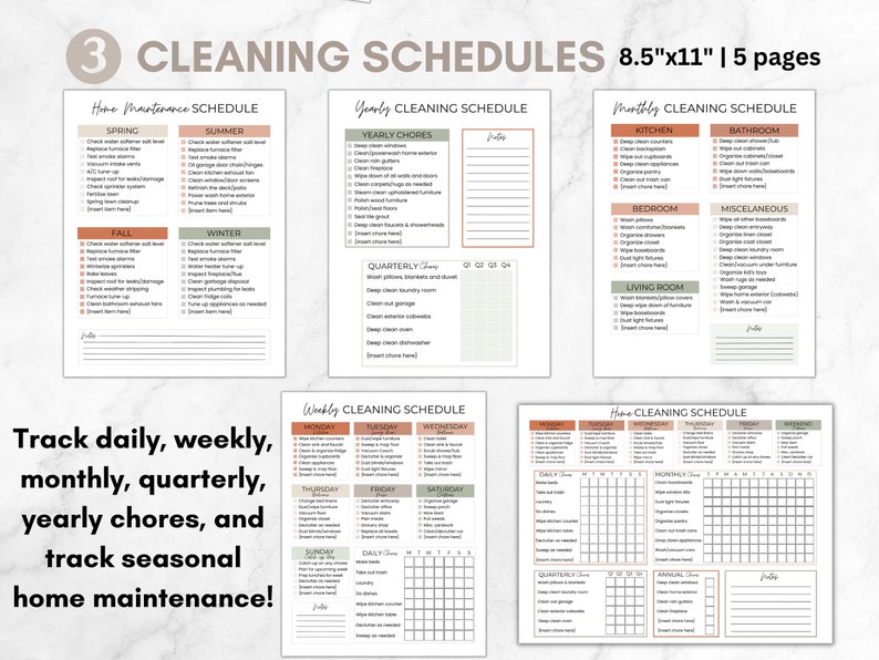 Editable ADHD Cleaning Checklist Bundle, ADHD Cleaning Planner, ADHD Chore Chart, Deep Cleaning Cards, Cleaning Schedule, Family Chore Chart image 5