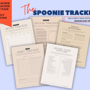 Spoonie Tracker, Spoonie Journal, Spoon Theory,  Chronic Illness Tracker, Mood & Habit Tracker, Invisible Illness, Digital Tracker, WEEKLY