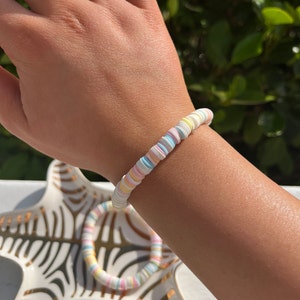 Pastel heishi clay beaded bracelet