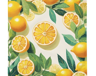 Mediterranean Lemon Napkin Set of 4 Soft Cloth Napkins (2nd painting)