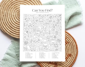 Girly Hidden Object Baby Shower Game: Printable Activity, (PDF Download)