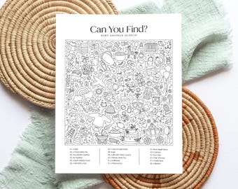 Girly Hidden Object Baby Shower Game: Printable Activity, (PDF Download)