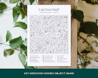 Hidden Object Wedding Game: 5x7 Printable Reception Activity, PDF Download, Bridal Shower Game