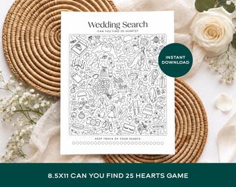 Wedding Hidden Object Game for Kids, Printable Wedding Activity, Wedding Reception Kids Table Game, Search and Find PDF