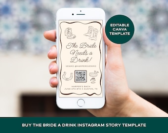 Modello per la storia di Instagram di "Cowgirl Bachelorette": Ultimo rodeo, offri un drink alla sposa (download digitale di Canva)