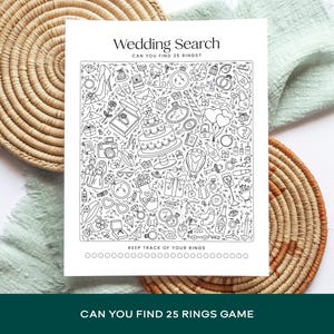 Hidden Object-spel för bröllop, hitta 25 ringar (utskrivbara PDF-filer)
