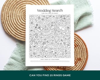 Wedding Hidden Object Game, Find 25 Rings (Printable PDFs)
