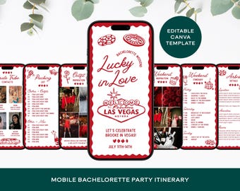 Lucky In Love Bachelorette Party Itinerary Template: Vegas Weekend Planner (Canva Digital Download)