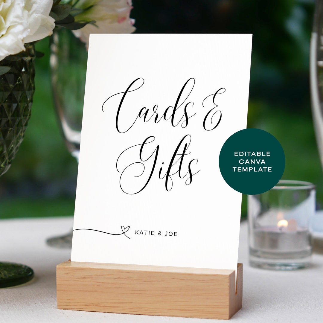 Cards Sign Printable Editable Canva Wedding Cards and Gift Sign Template, Wedding Sign ...
