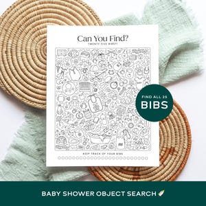 Baby Shower Game: Find 25 Bibs Party Activity (PDF), Baby Shower Game, Baby Shower Activity