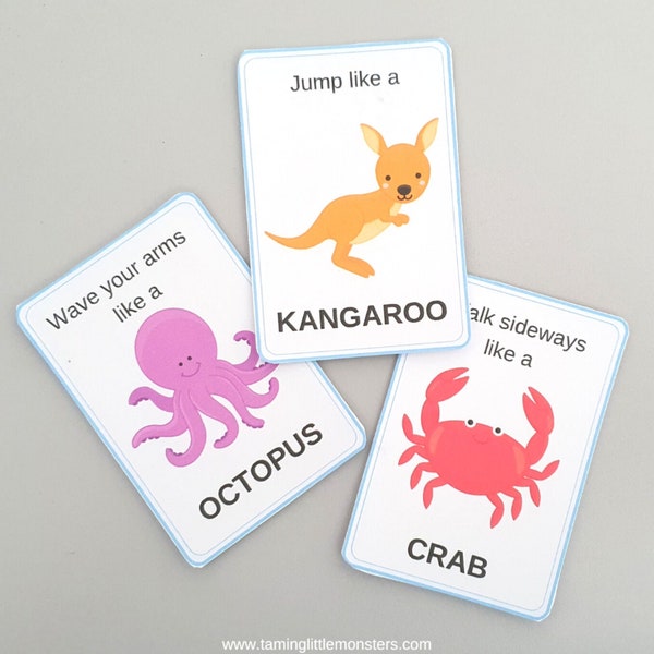 Animal Movement Cards | Preschool Activity and Busy Bag