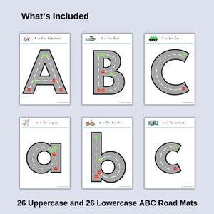 ABC road mats in both uppercase and lowercase.