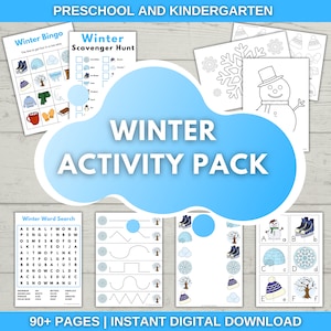Winter Activity Pack | Printable Bundle for Preschool and Kindergarten. Coloring Pages, Games,  and More. Winter Themed Kids Activities.