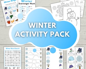 Winter Activity Pack | Printable Bundle for Preschool and Kindergarten. Coloring Pages, Games,  and More. Winter Themed Kids Activities.
