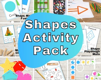 Shapes Activity Pack for Kids - Printable Bundle for Toddlers, Preschoolers and Kindergarteners