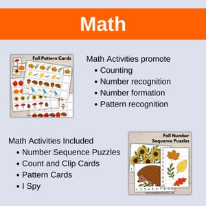 Fall Activity Pack for Preschool and Kindergarten - Etsy