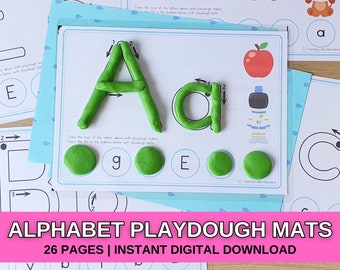Alphabet Playdough Mats, Preschool Printable for homeschool resources.