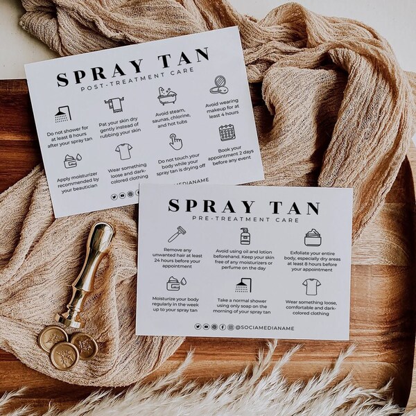 Pre and Post Spray Tan Cards Etsy