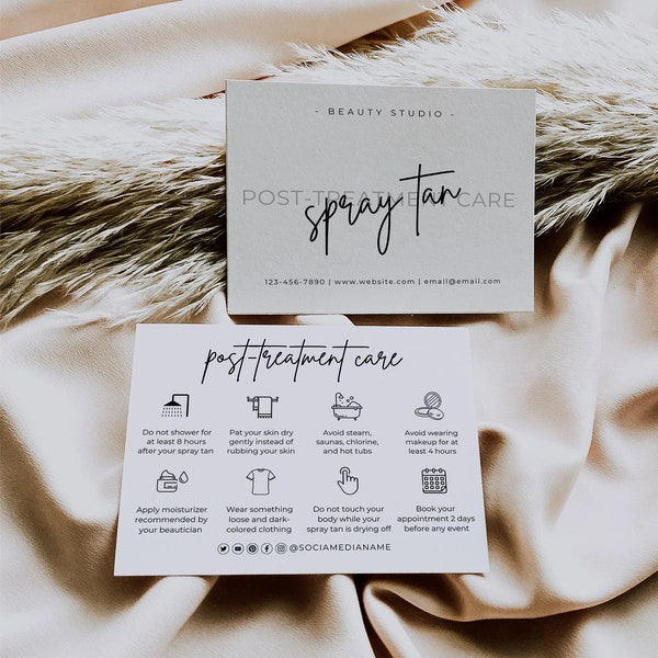 Pre and Post Spray Tan Cards Etsy