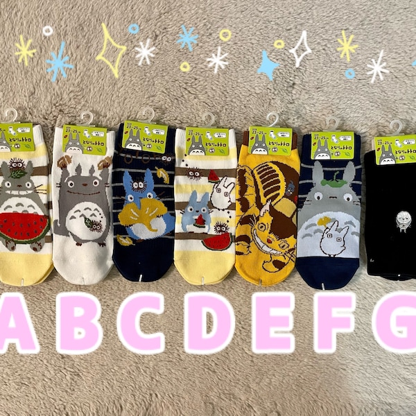 My Neighbor Totoro characters adult socks, size 23-25cm, Totoro, Kusakabe, Mei, Nekobus, Kittenbus, Makkuro-Kurosuke lovely women's socks