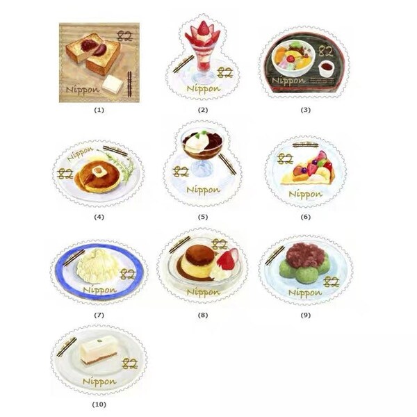 Sweet dessert Japanese Stamps 2019 G215 sweet greetings series 10 full set used stamps