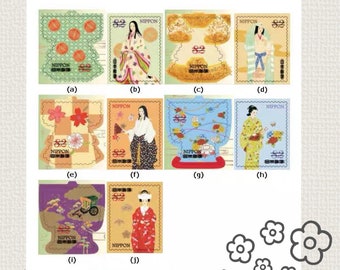 Japón utilizó el sello 2017 El mundo de la cultura tradicional G169 Trajes nacionales Serie japonesa de kimono, juego de 10 piezas con tarjeta original