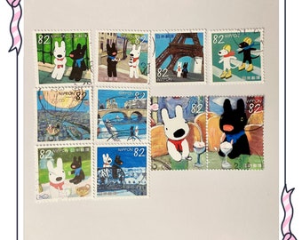 With stock card- Gaspard et Lisa Japanese Stamps 2019 G213 Gaspard and Lisa 10 pieces used full cartoon stamp set