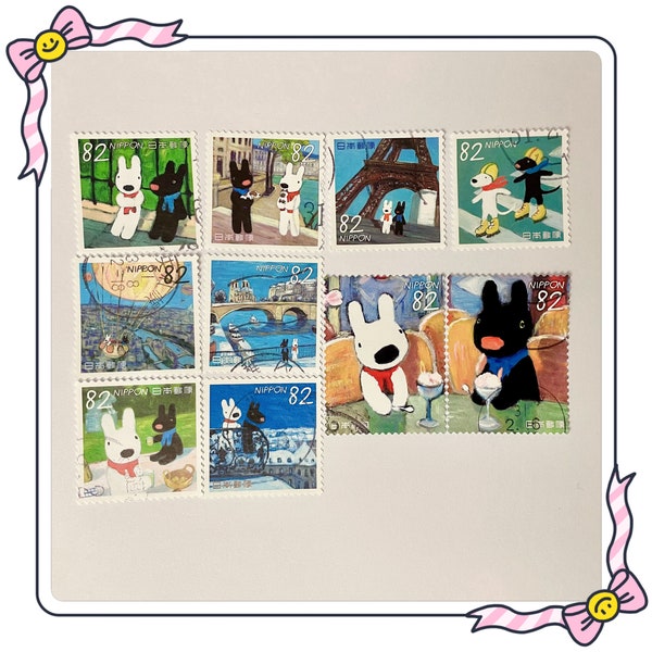 With stock card- Gaspard et Lisa Japanese Stamps 2019 G213 Gaspard and Lisa 10 pieces used full cartoon stamp set