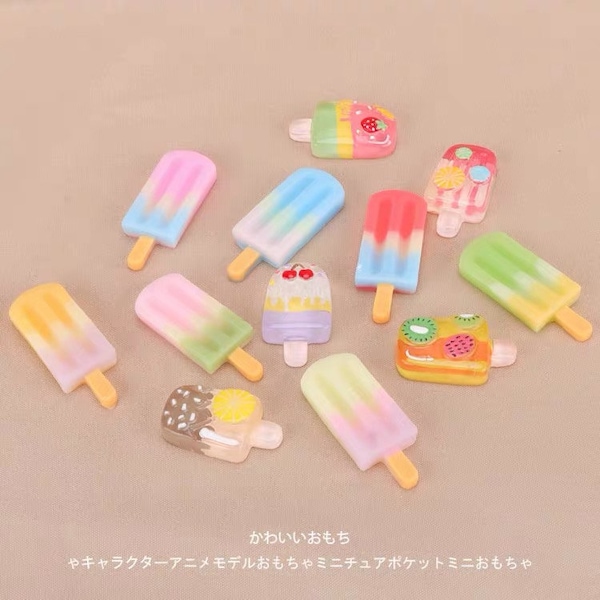 Miniature ice lolly, popsicle, ice lollipop, play house mini food ice stick set