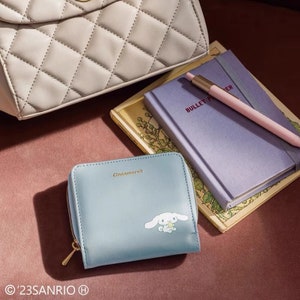 Cartera bifold compacta Cinnamoroll linda japonesa, cartera plegable, bolso plegable, cartera pequeña, cartera pastel azul claro, azul Tiffany, titular de la tarjeta imagen 7