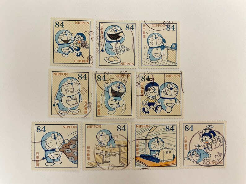 Japan Stamp Animation Doraemon Blue Fatty Cute Doraemon Etsy