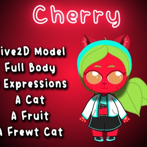 Frewt Cat - Cherry - Fully Rigged Live2D Model/Vtuber Model