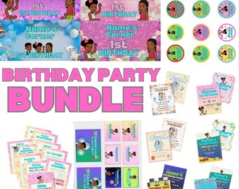Gracie’s Corner Birthday Party Bundle with birthday party banners,stickers,Thankyou cards,flyers, and a birthday party planner