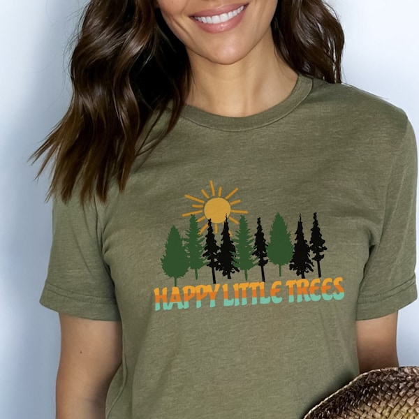 Happy Little Trees Shirt, Artist Gift, Unisex Jersey Short Sleeve Tee