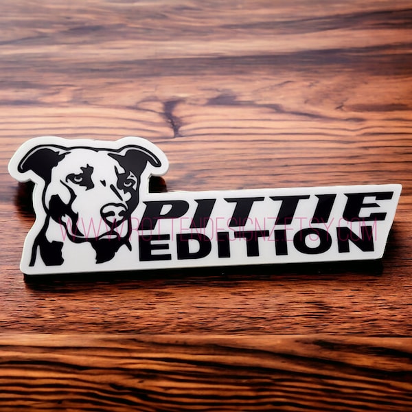 Pittie Edition Car Badge, Black and White