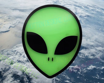 Alien Head Glow in the dark Car or Truck Emblem