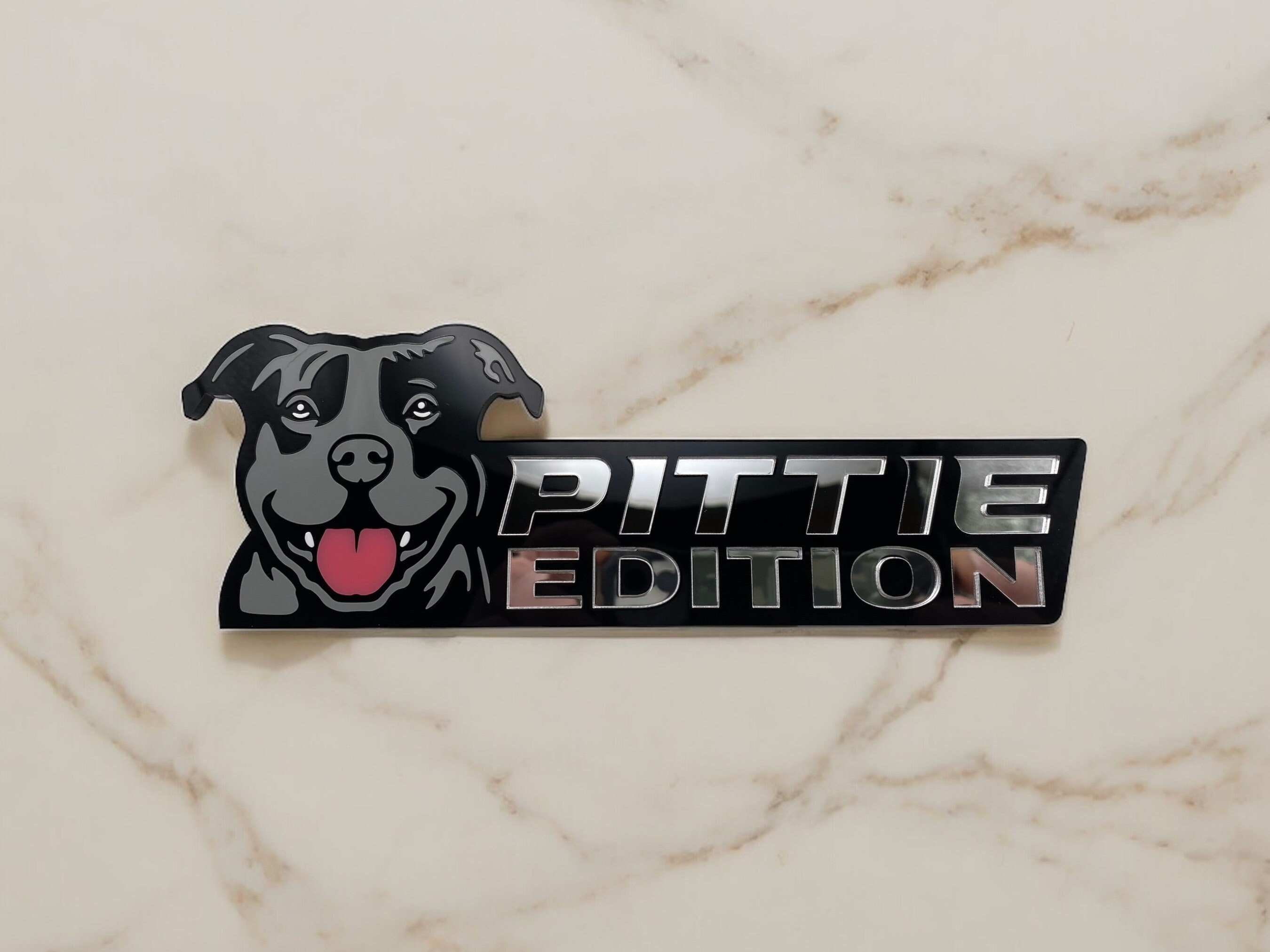 Smiling Pitbull Car Badge, Truck Emblem