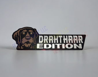 Deutsch Drahthaar, German Wirehaired Pointer, Bird Dog, GWP, Pudelpointer, Edition Car Truck Badge