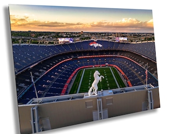 Empowered Aerial View: Denver Broncos Stadium Sunset – A Symbol of Renewal