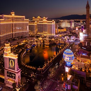 Las Vegas Strip Aerial Sunrise, Canvas décor, Metal Print, paper print, Cityscape, Sin City