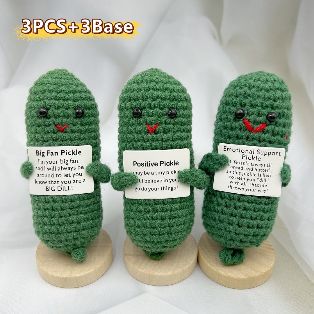 Emotional Support Pickle,handmade Crochet Pickle With Positive Quote ...