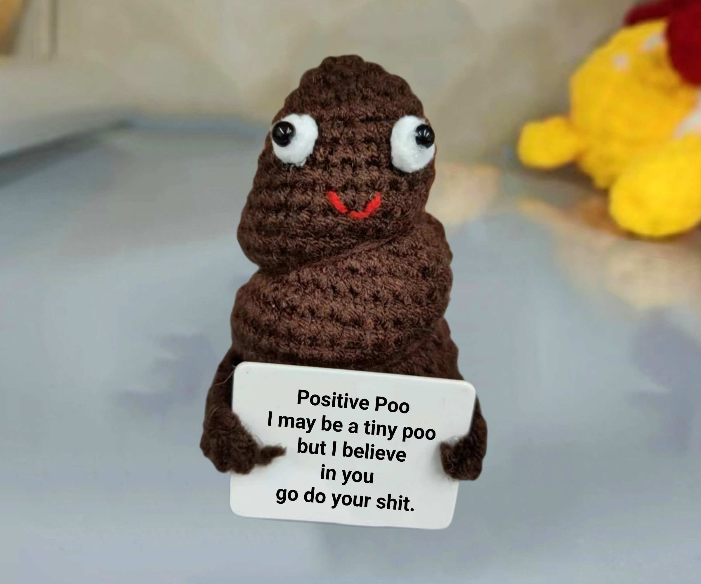 Handmade Crochet Positive Poo, Funny Positive Poo Decor, Crochet Emotional  Support Poo, Amigurimi Poo With Positive Quote, Best Friend Gift 