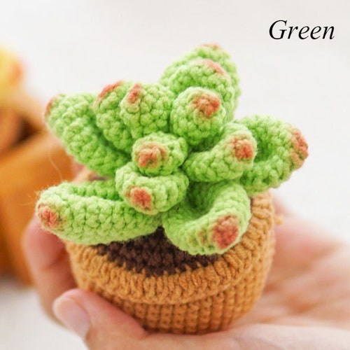 Handmade Crochet Succulents Pot-Knitted Bionic Succulents-Desk Decor-Cute Car Dashboard Decor- Mini Succulent Plant for Home Decor