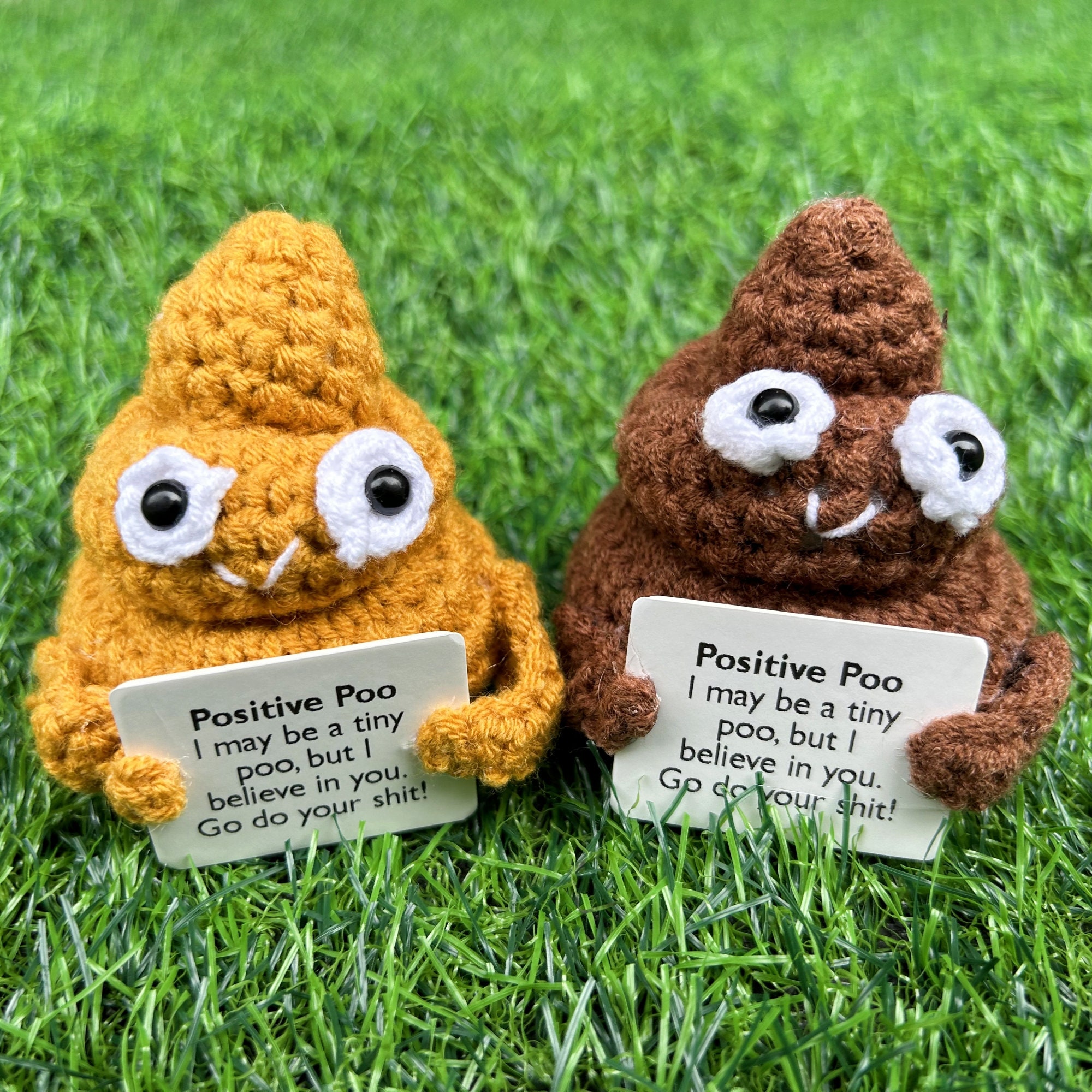 Crochet Positive Poo Plushy Desk Decor, Poop Emoji, Positive Poop