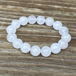 All Natural White Jade Bracelet  | 8mm Custom Sizing | Attracts Positive Energy and Wards off Negative Energy