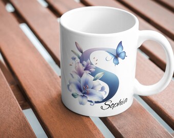 Personalized mug with name and letter - Personalized gift for girlfriend colleague mom mug Personalized Christmas gift